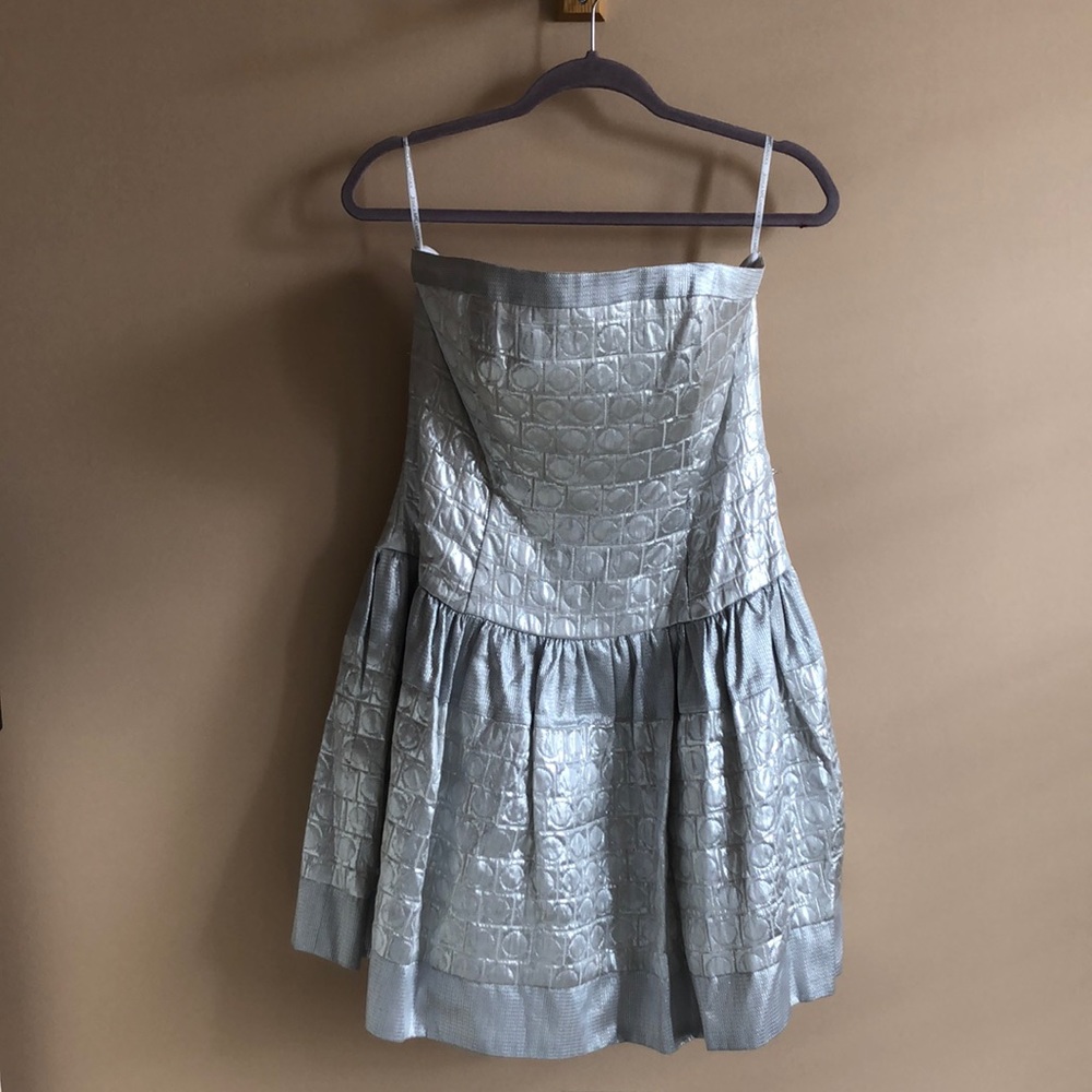 Jessica McClintock Size 12 2000s Silver Dress Rare